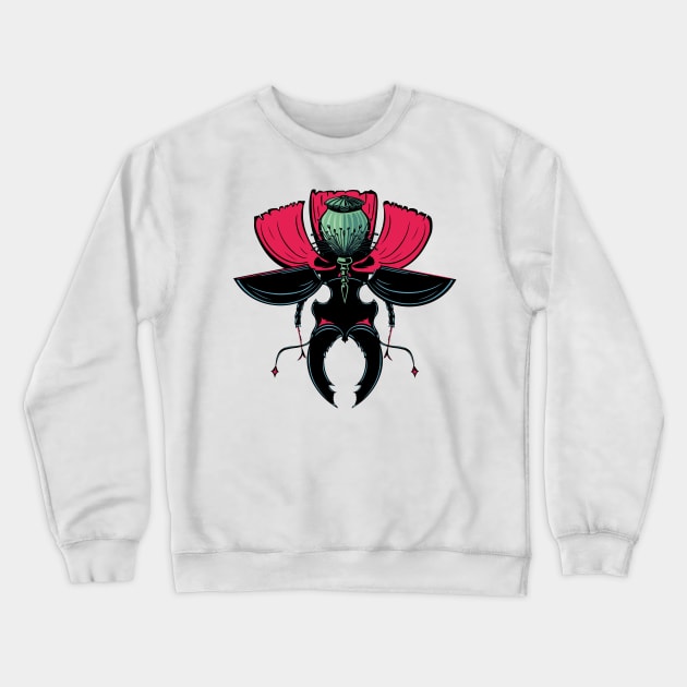 Poppy Flower Bug Crewneck Sweatshirt by Kazanskiy